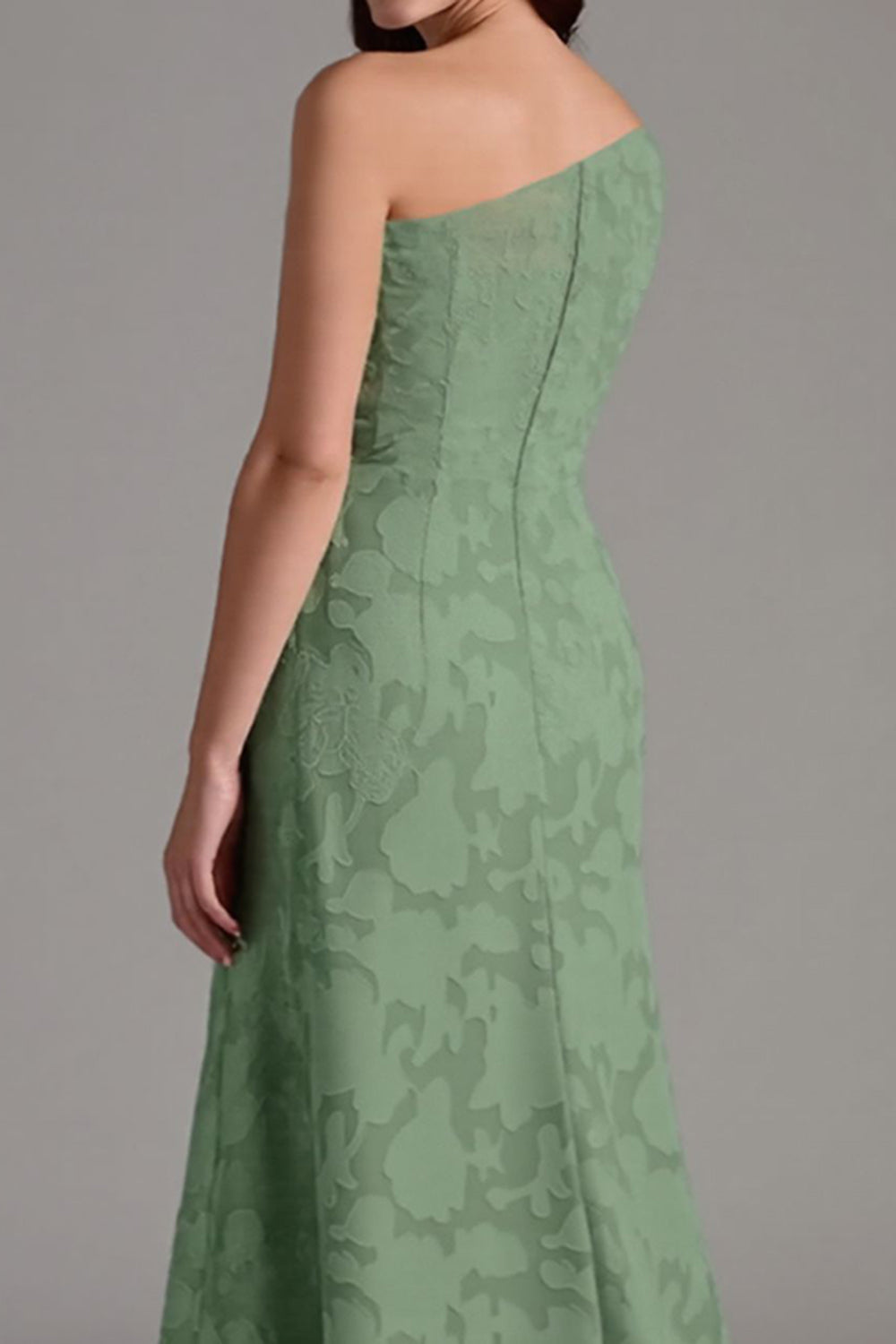 A-Line One Shoulder Ruched Eucalyptus Bridesmaid Dress