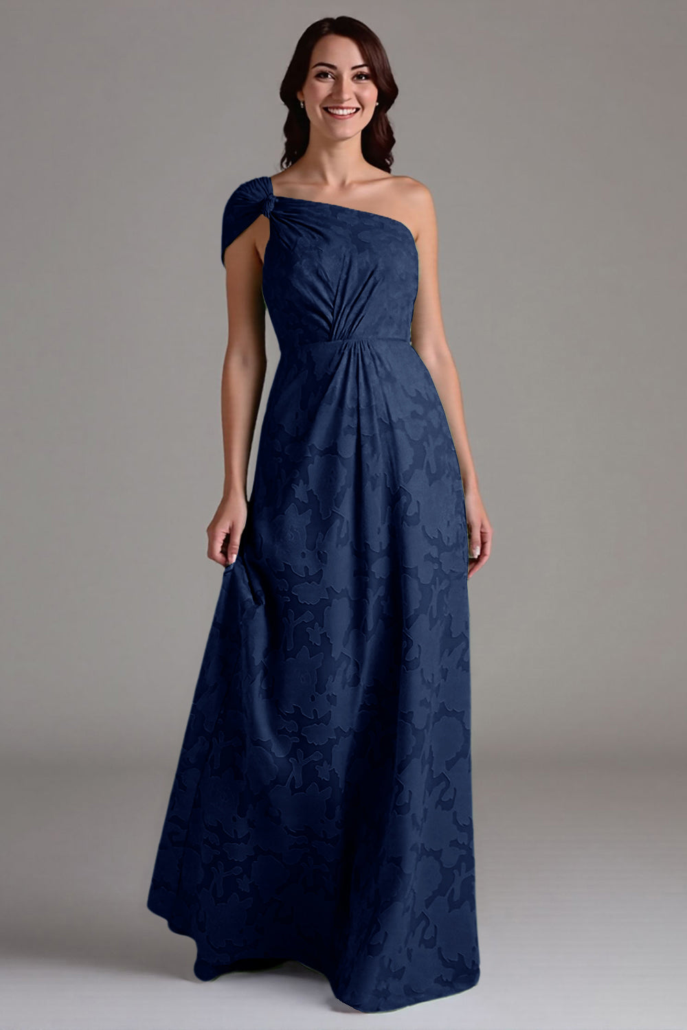 A-Line One Shoulder Ruched Eucalyptus Bridesmaid Dress