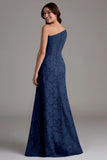 A-Line One Shoulder Ruched Eucalyptus Bridesmaid Dress
