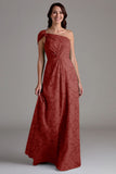 A-Line One Shoulder Ruched Eucalyptus Bridesmaid Dress