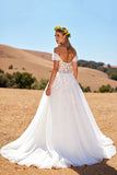 Off The Shoulder Corset Ivory A Line Tulle Wedding Dress