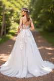 A Line Corset Ivory Appliqued Wedding Dress
