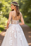 A Line Corset Ivory Appliqued Wedding Dress