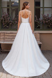A Line Scoop Neck Ivory Beaded Wedding Dress