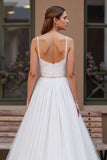 A Line Scoop Neck Ivory Beaded Wedding Dress