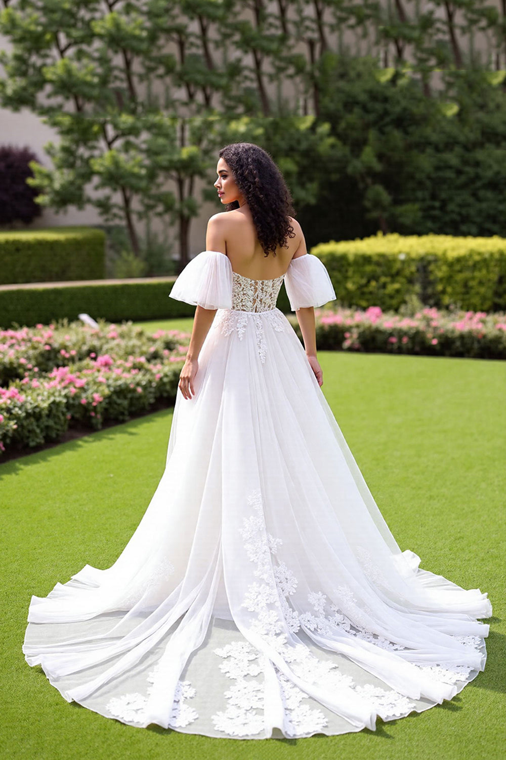 Ivory A Line Off The Shoulder Corset Wedding Dress