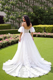 Ivory A Line Off The Shoulder Corset Wedding Dress