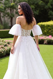 Ivory A Line Off The Shoulder Corset Wedding Dress
