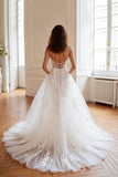 Ivory A Line Spaghetti Straps Corset Wedding Dress