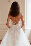 Ivory A Line Spaghetti Straps Corset Wedding Dress