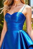 Dark Green Ruched A Line Short Homecoming Dress