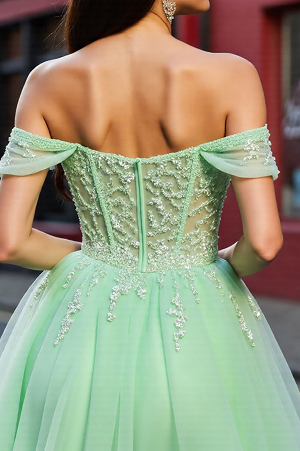 Blush Corset Tulle Short Homecoming Dress with Appliques
