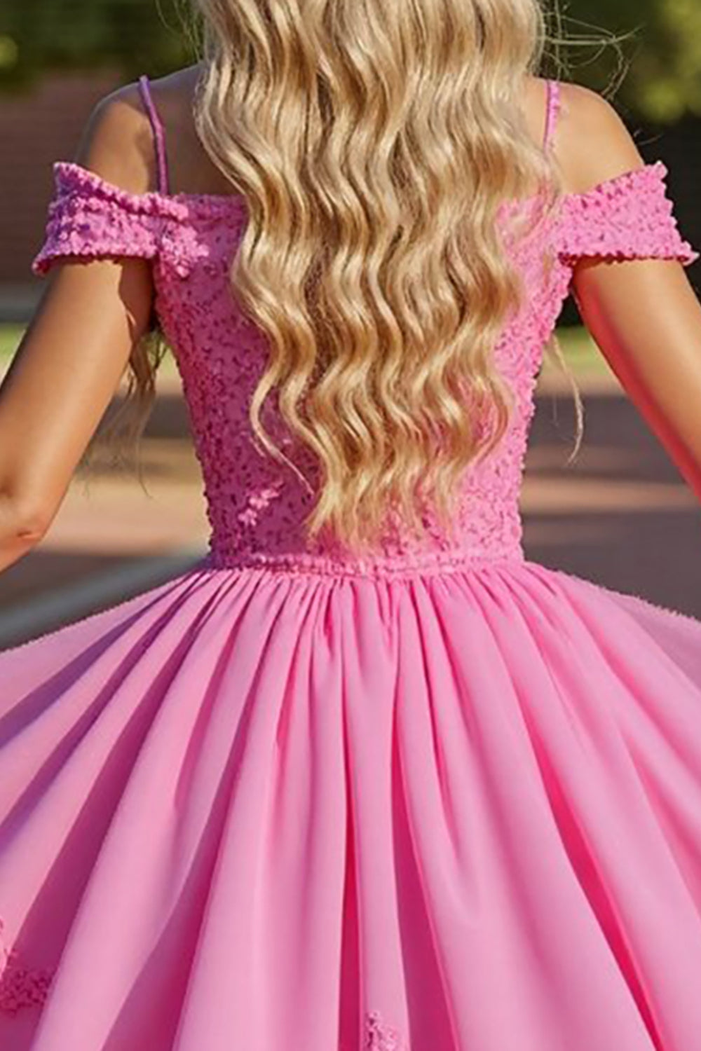 Pink Corset Cold Shoulder Short Homecoming Dress with Appliques