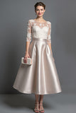 Apricot Satin A Line Mother Of The Bride Dress With Appliques