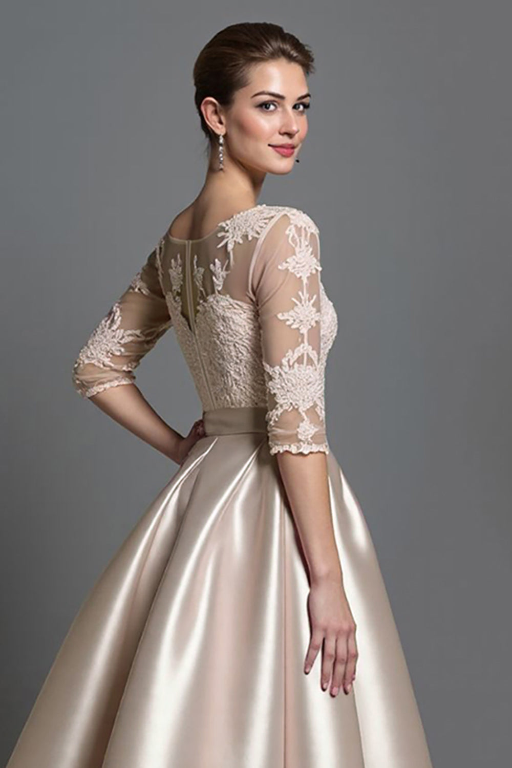 Apricot Satin A Line Mother Of The Bride Dress With Appliques