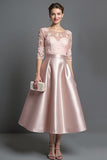 Apricot Satin A Line Mother Of The Bride Dress With Appliques