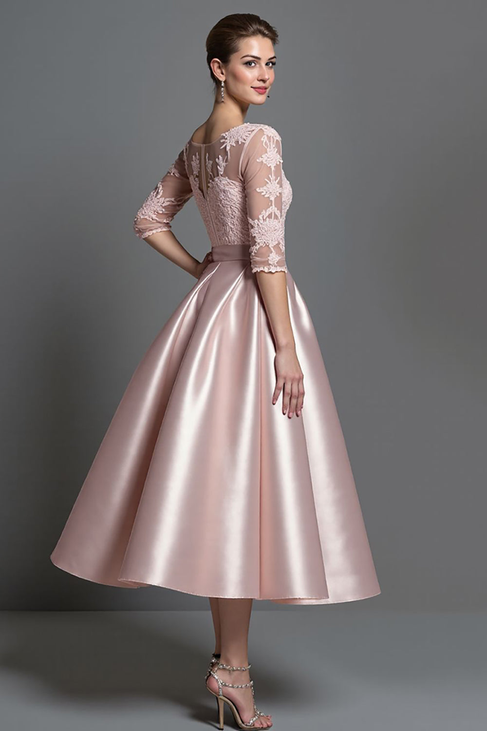 Apricot Satin A Line Mother Of The Bride Dress With Appliques