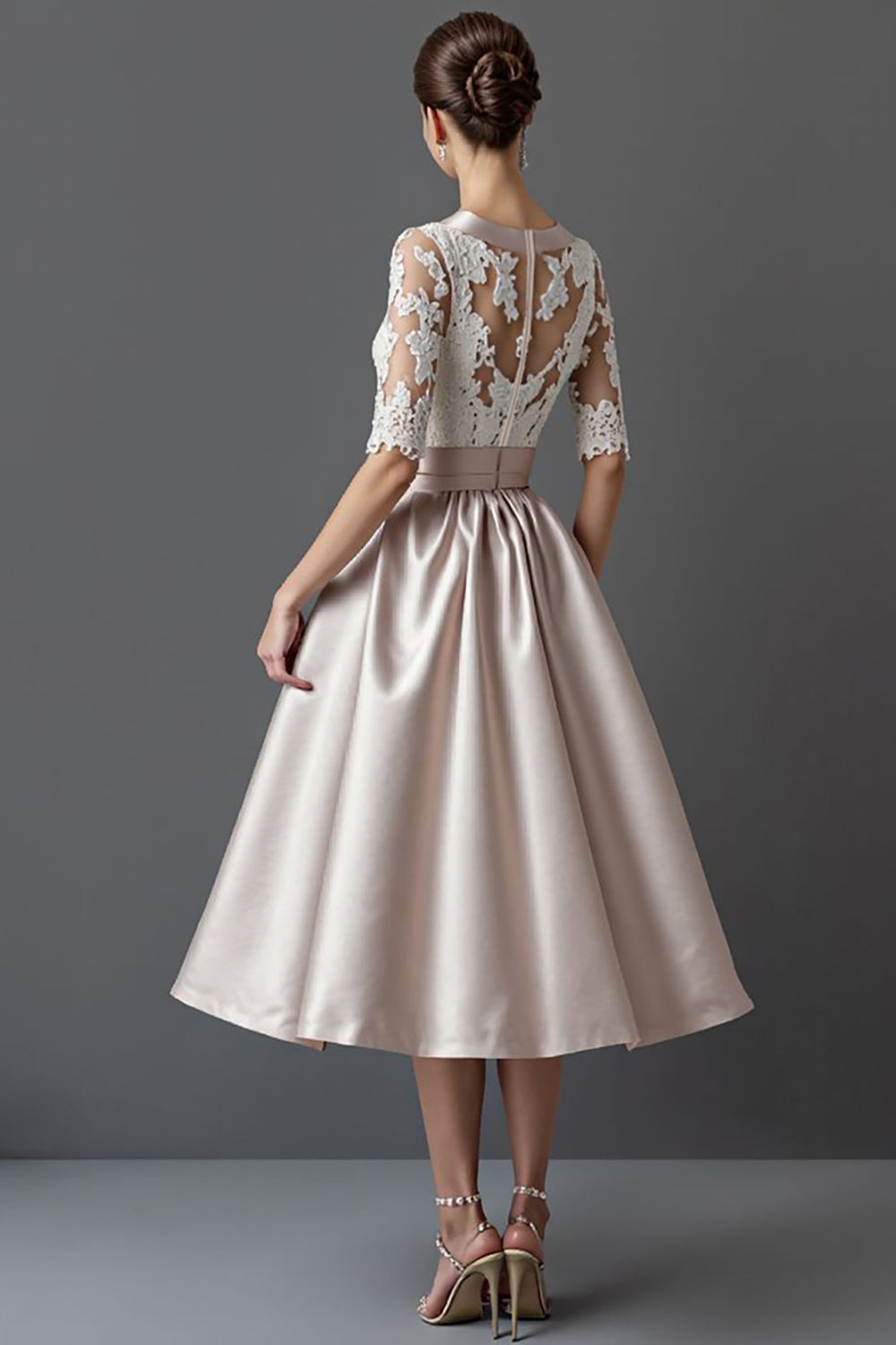 Apricot A Line Satin Mother Of The Bride Dress With Appliques