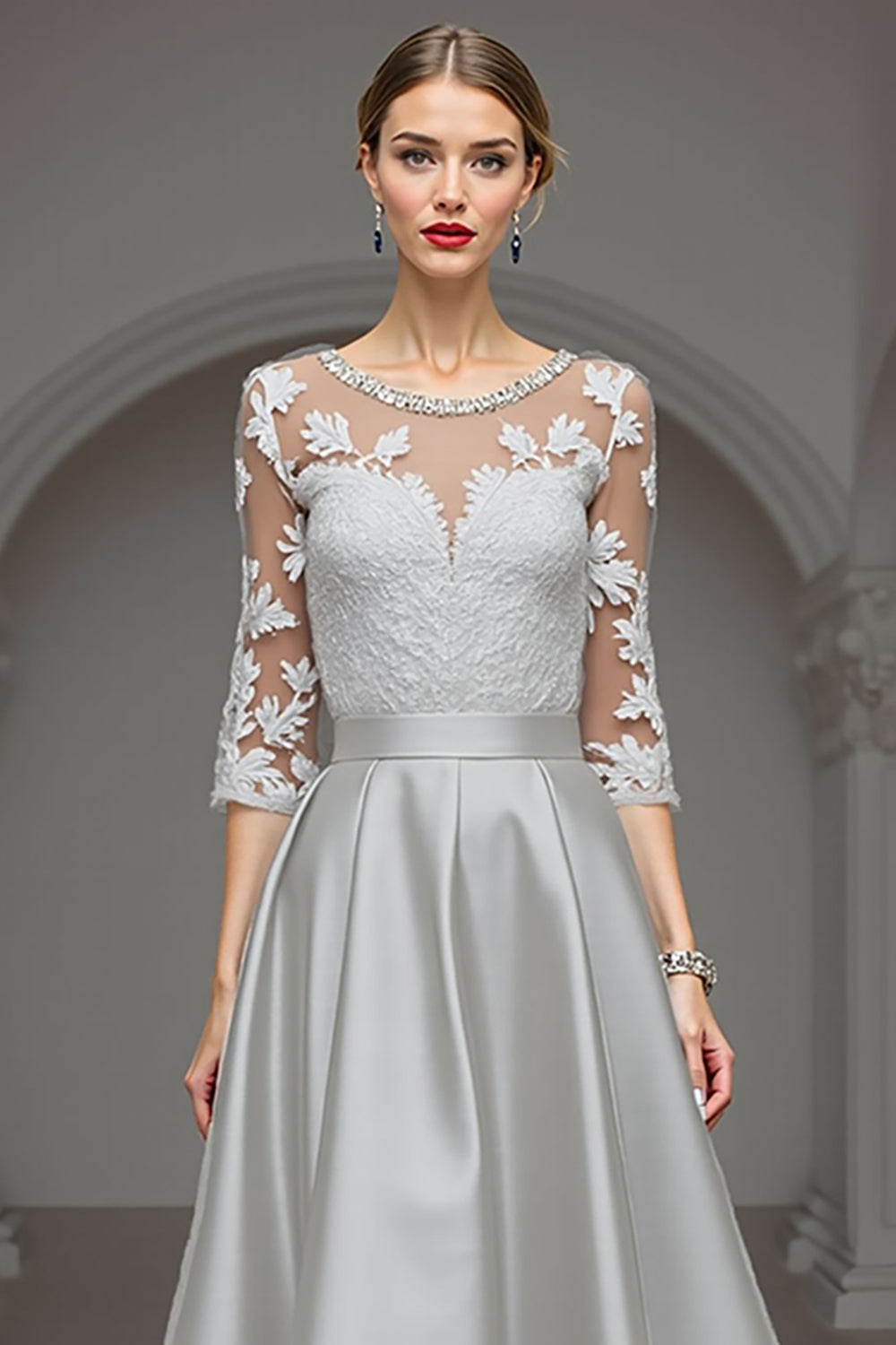 Navy A Line High Low Mother Of The Bride Dress With Appliques