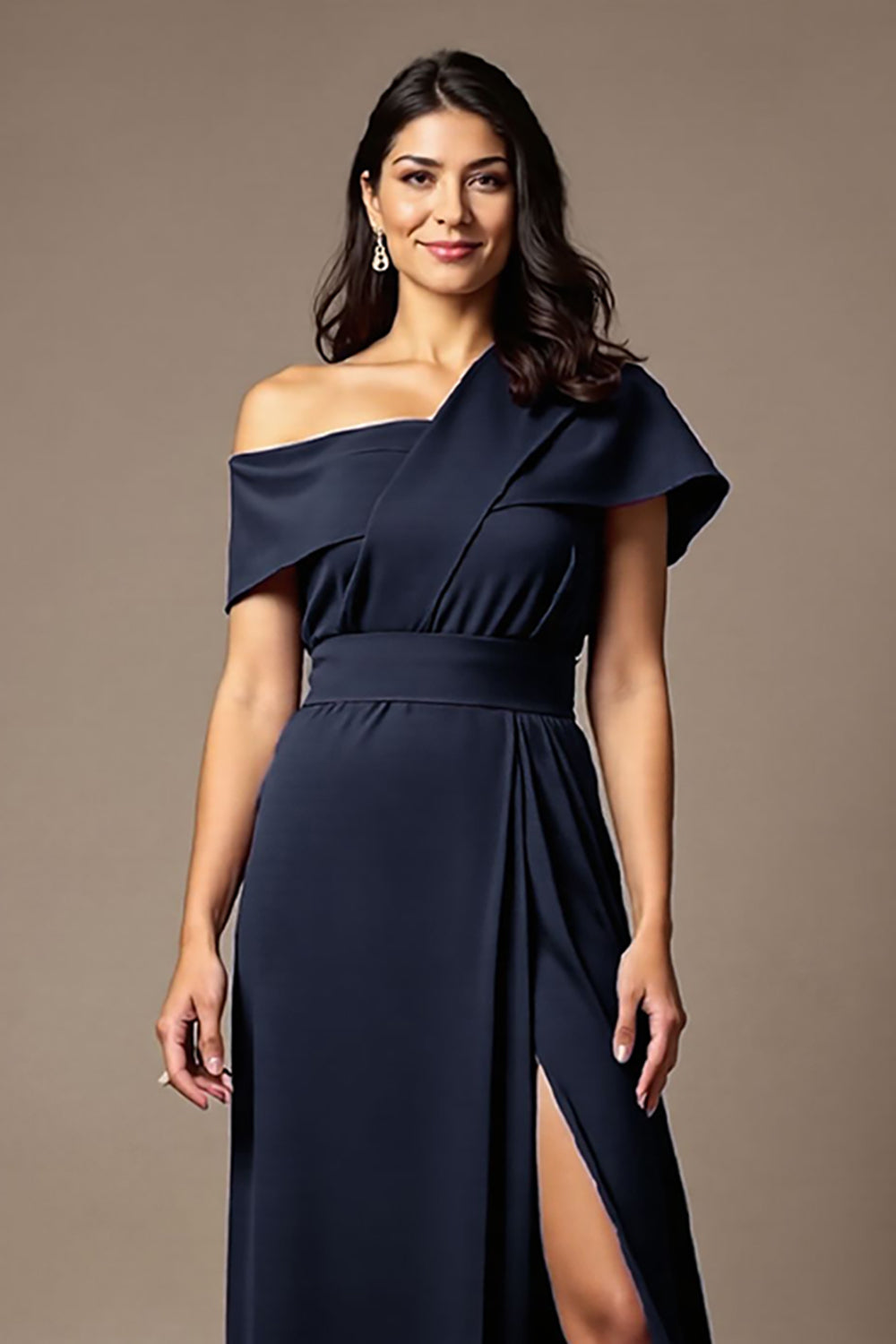 Black Off The Shoulder A Line Mother Of The Bride Dress With Slit
