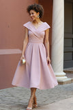 Dusty Rose A Line V Neck Mother Of The Bride Dress
