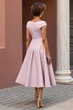 Dusty Rose A Line V Neck Mother Of The Bride Dress