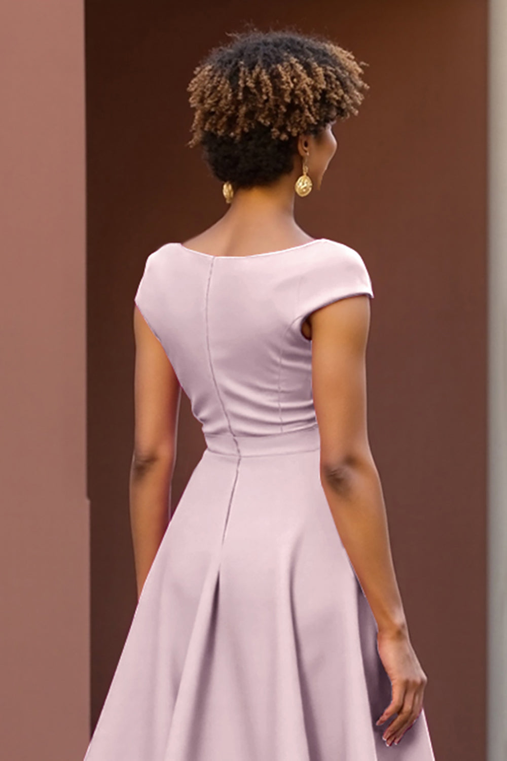 Dusty Rose A Line V Neck Mother Of The Bride Dress