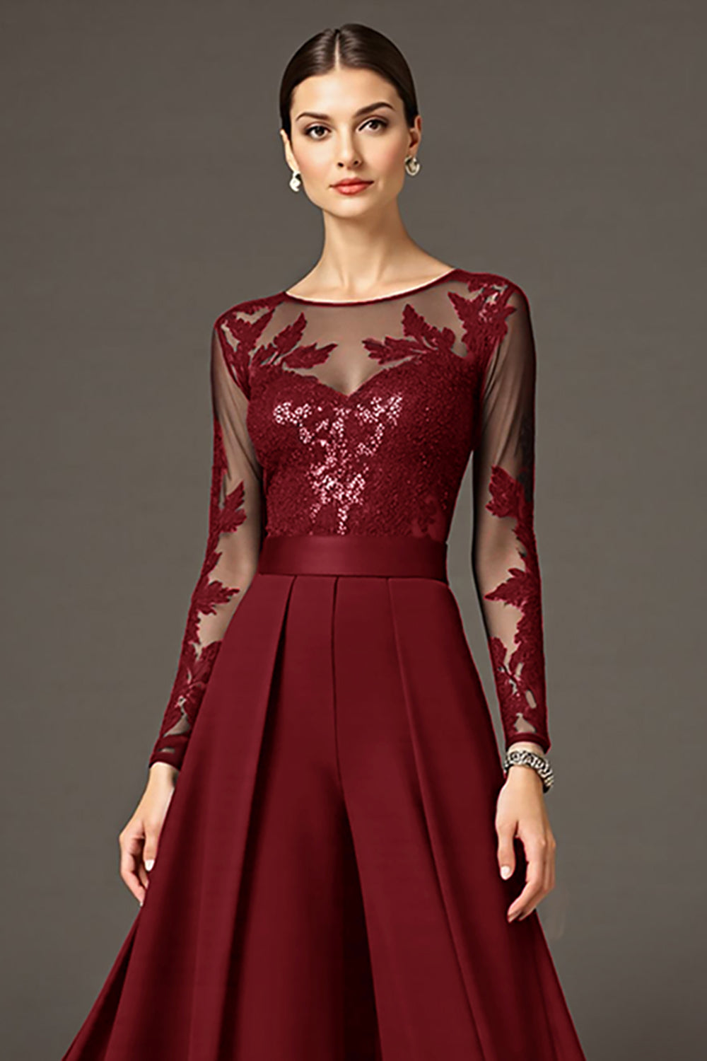 Black Long Sleeve A Line Mother Of The Bride Dress With Appliques