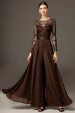 Black Long Sleeve A Line Mother Of The Bride Dress With Appliques