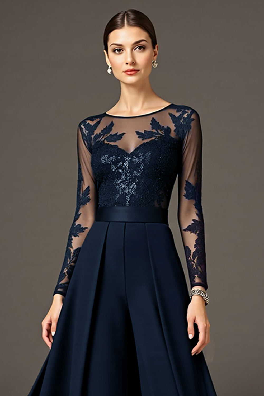 Black Long Sleeve A Line Mother Of The Bride Dress With Appliques