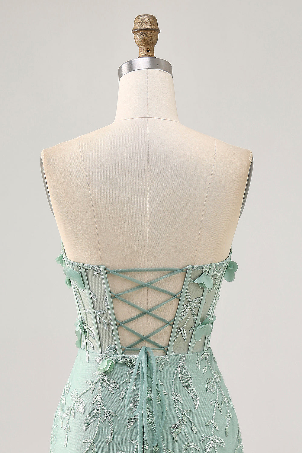 Sage Sweetheart Corset Appliqued Short Homecoming Dress