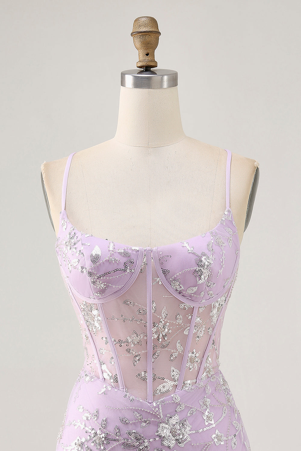 Lilac Corset Sequins Tight Short Homecoming Dress