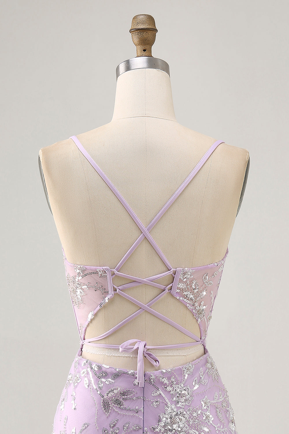 Lilac Corset Sequins Tight Short Homecoming Dress