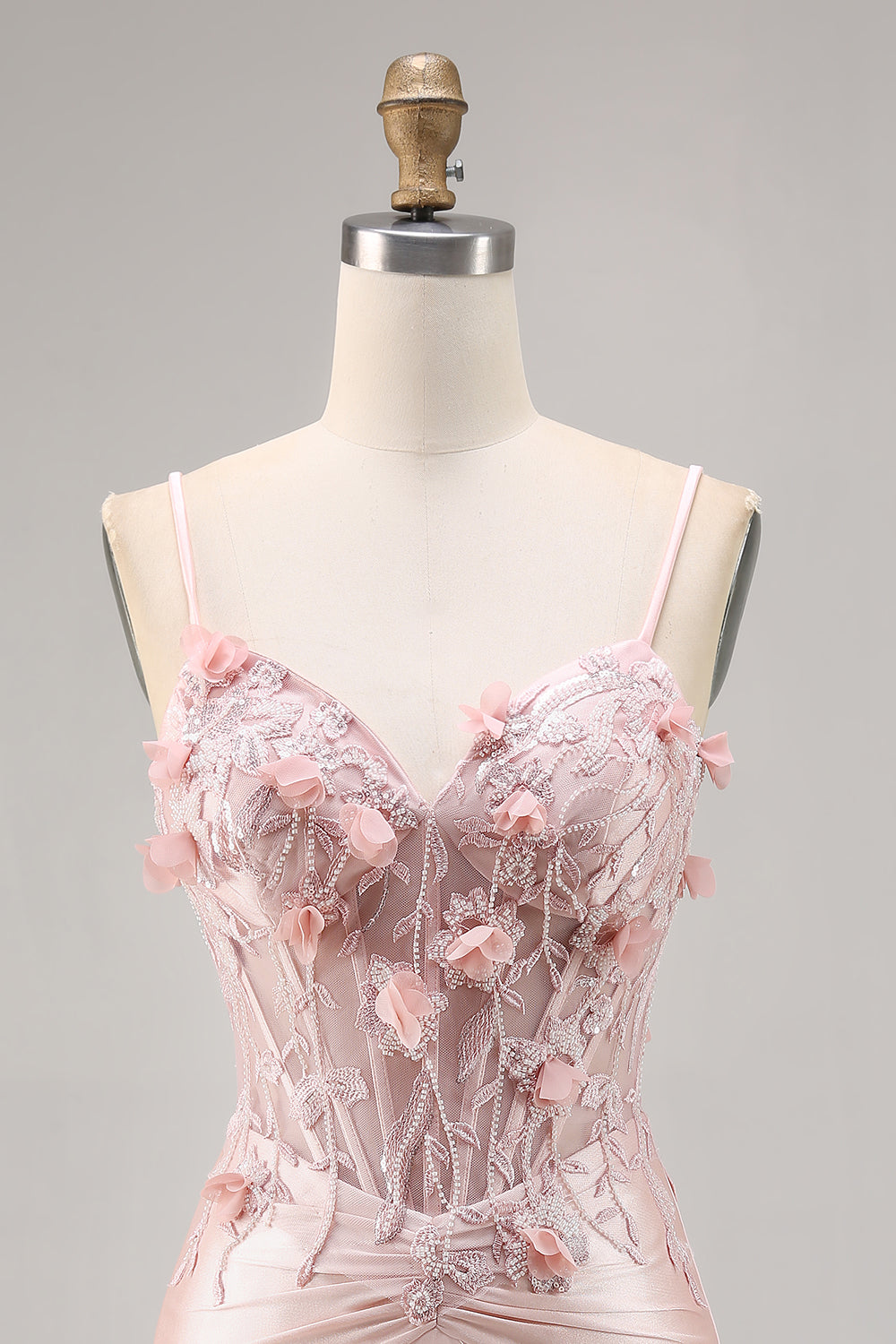 Pink Satin Corset Bodycon Homecoming Dress with Appliques