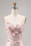 Pink Satin Corset Bodycon Homecoming Dress with Appliques