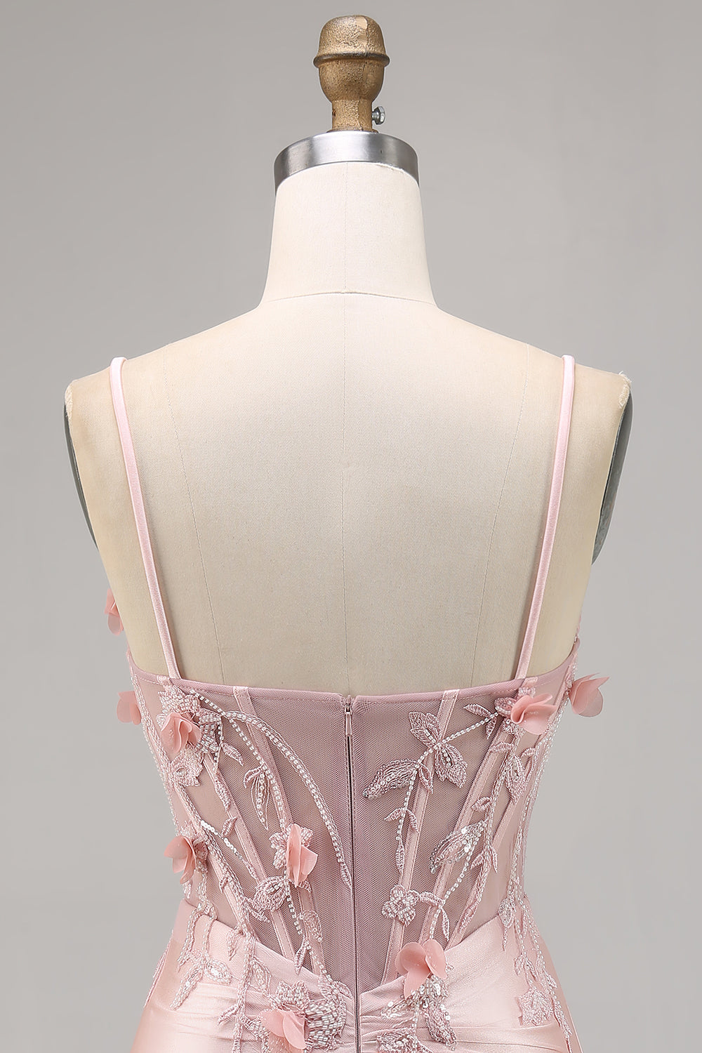 Pink Satin Corset Bodycon Homecoming Dress with Appliques