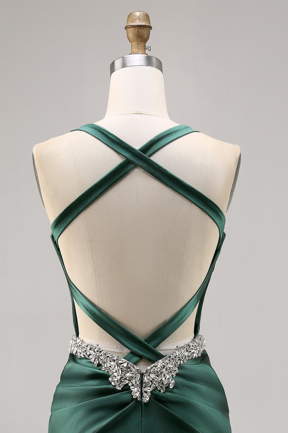 Dark Green Corset Backless Satin Bodycon Homecoming Dress