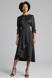 A Line Plum Ruffled Midi Work Dress