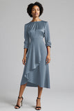 A Line Plum Ruffled Midi Work Dress