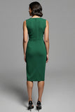 Grey Ruched Sheath Midi Work Dress With Slit