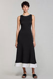A Line Beaded Long Black Work Dress