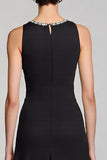A Line Beaded Long Black Work Dress