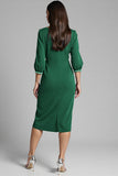 Sheath Navy Beaded V Neck Work Dress