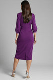Sheath Navy Beaded V Neck Work Dress