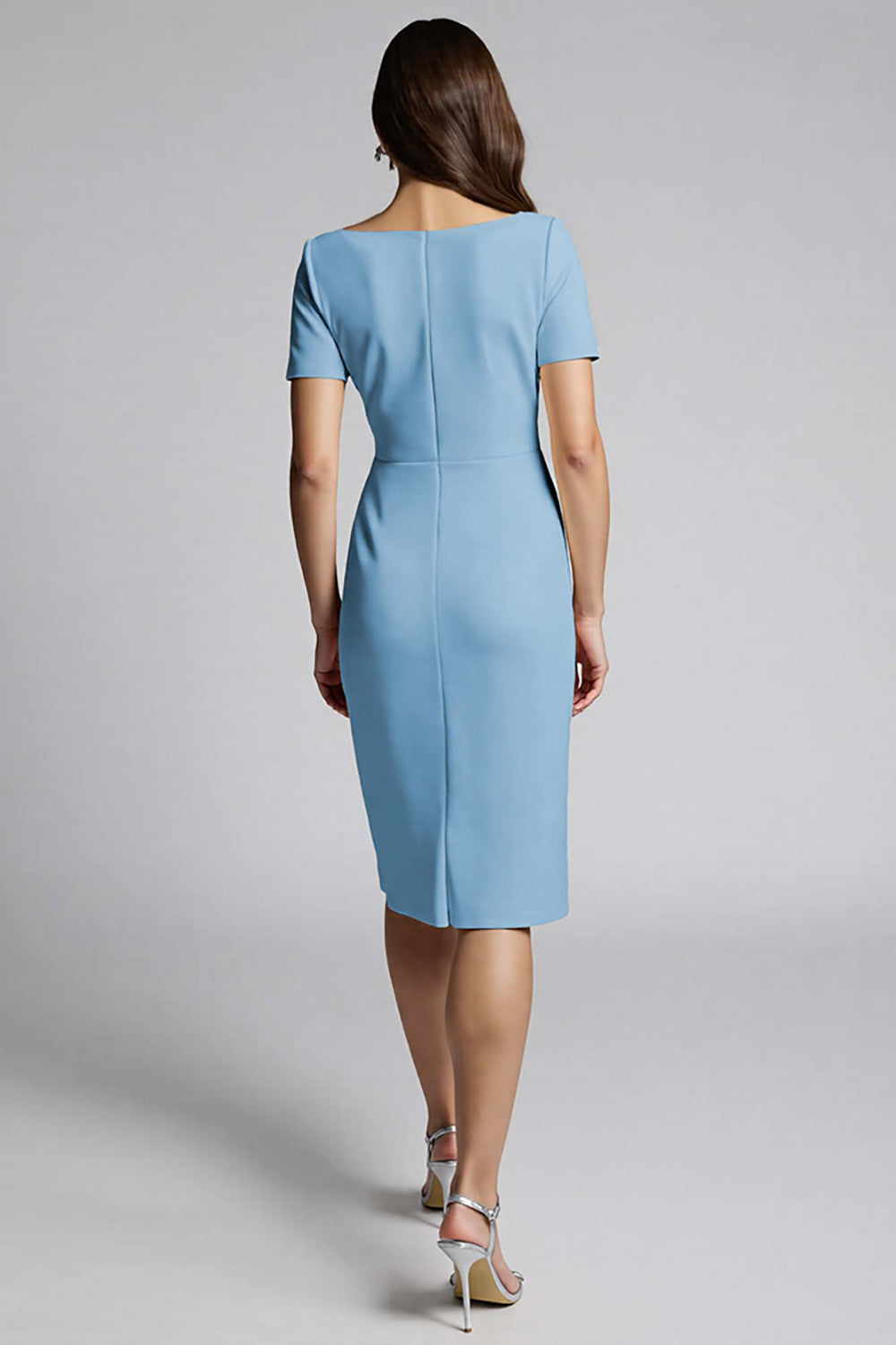 Beaded Champagne Ruched Midi Work Dress