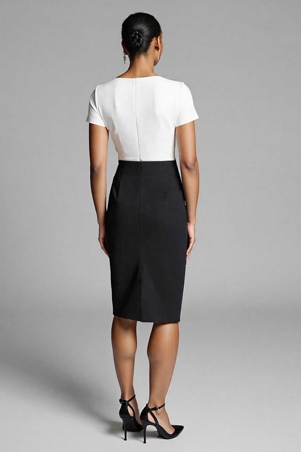 Black Asymmetrical Ruched Work Dress With Slit