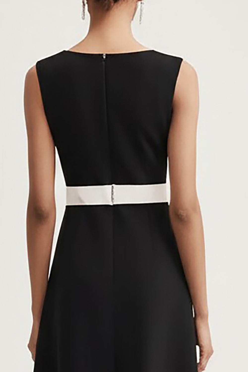 Black and White A Line Satin Long Work Dress