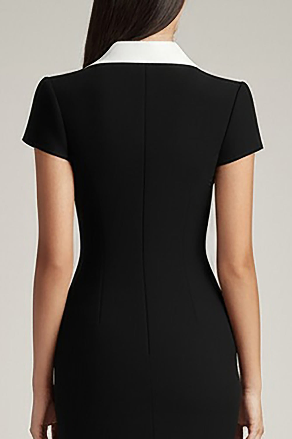 Black and White Bodycon Satin Short Work Blazer Dress