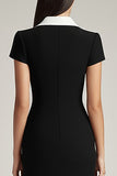 Black and White Bodycon Satin Short Work Blazer Dress