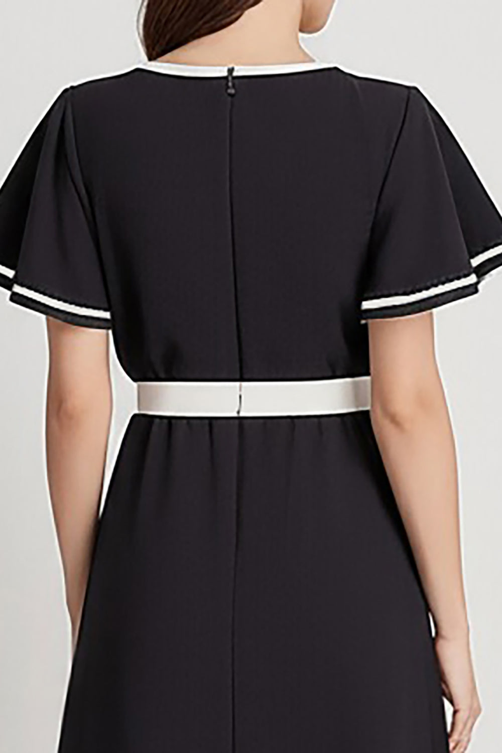 Black A Line Long Work Dress with Sleeves